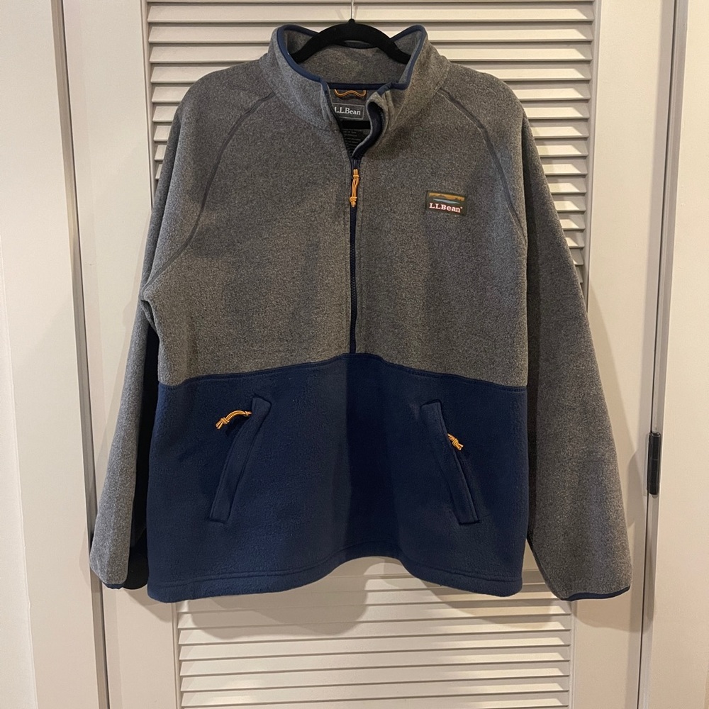 Women's LL Bean Colorblock Fleece Zip Pullover, XL, NWOT